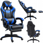Lean office chair, LEAN gaming chair, swivel office chair Z Footstool Cushions Black and Blue