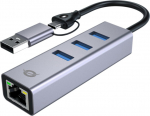 CONCEPTRONIC Adapter USB-C/-A3.0->GbE+3x-A3.0 5Gbs gr