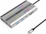 Orico USB-C 12w1 RGB | 3x USB-A | USB-C PD 100W | HDMI 4K | VGA | RJ45 Gigabit - Silver