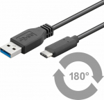 MicroConnect USB 3.2 Gen 1 C-A Cable, 0.15m, Black, for synching and