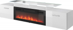 Cama MEBLE RTV cabinet ROVA with electric fireplace 190x37x48 white/gloss white