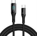 Extralink Smart Life USB-C - USB-C z display LED czarny 100W, 200cm