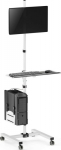 Maclean Stand monitor trolley CPU on wheels MC-793 W White