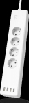 Pikendusjuhe 1.7m Hama WLAN Socket strip 4-pesa, 4xUSB, max 2300W without Hub/Gateway for Voice and App Control with Hama Smart Home app