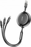 Kabel USB Baseus USB-A - USB-C + microUSB + Lightning 1.2 m Czarny (46956)