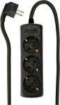 Extension cord 3-part 1.5m with ground black