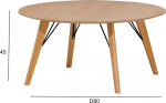 Coffee table HELENA D80xH45cm, oak