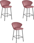 Leobert GATT stool - dark pink velvet / black legs x 3