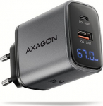 Axagon ACU-PQ67D PD3.0 & QC4+2xOUTPUTS, LCD display, wall charger 67W