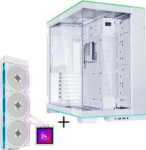 Lian Li O11 Dynamic EVO RGB PC Case Bundle + HydroShift II LCD-S 360TL AiO - White