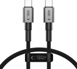 USB-kaabel USB-C otsik <-> USB-C otsik, 50cm, 100W / 5A, tumehall, punutud kaabliga, Tech-Protect