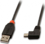 Lindy 2m USB 2.0 Cable 90 Degree Black AM to 90 Degree Mini B Male