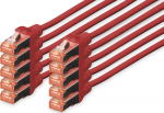 DIGITUS CAT 6 S/FTP Patchkabel, 10 St&uuml;ck, 0.5m, rot