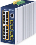 Planet IP30 DIN-rail Ind. L3 16 Port, 10/100/1000T 802.3at PoE
