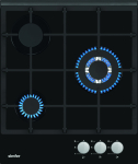Simfer | Hob | H4.305.HGSSP | Gas on glass | Number of burners/cooking zones 3 | Rotary knobs | Black