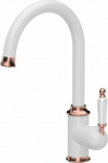 Kitchen faucet Quadron Rachel Q LINE SteelQ standing white with elements finished with copper (84818011)