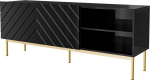 Cama MEBLE ABETO RTV cabinet on golden steel frame 150x42x60 black/gloss black