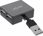 InLine InLine&reg; USB 2.0 4-Port Hub, USB-A male to 4x USB-A female, black, 4cm, slim design