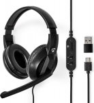 K&otilde;rvaklapid mikrofoniga Nedis USB-C, juhtmega,Over-Ear, pult, mustad