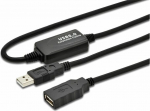 MicroConnect Active USB 2.0 ext. cable, 15m, Integrated booster for a