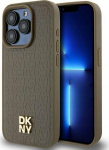 DKNY DKNY DKHMP15XPSHRPSW iPhone 15 Pro Max 6.7'' brown/brown hardcase Leather Pattern Metal Logo MagSafe