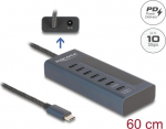 Delock Hub - 10 Gbps, PD 20 Watt, with power indicator - 6 x USB-C + 1 x USB-C (power supply)
