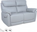 Recliner sofa BOWEN 2-seater with electric mechanism, grayish beige genuine leather