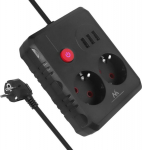 Listwa zasilająca Maclean, extension cord 2 jack + 3xUSB, 110-240V AC 50/60Hz, 2.1A max 2500W, 3 m, czarna, MCE388 B