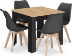 Leobert Table NP 80x80 Artisan black legs + 4 MARK chairs black natural legs