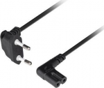 Lanberg CEE 7/16->IEC 320 C7 Euro (radio) power cord 3m angled VDE, black | Lanberg