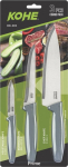 Set of 3 KOHE knives, mixed colours in blister pack