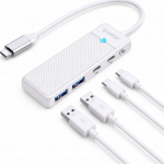 HUB USB Orico PAPW2AC-C3 4-portowy 2x USB-A 3.0 1x USB-C 3.0 z loading USB-C PD 100 W 0.15 m - white (6941788869172)