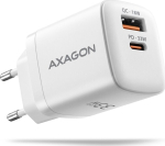 Axagon ACU-PQ33W Charger GaN 33W 2x port (USB-C + USB-A), PD3.0/PPS/QC4+, White