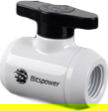 Bitspower Absperrhahn 2x IG 1/4 Zoll, schwarzer Griff - wei&szlig;