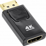 Adapter AV InLine InLine&reg; DisplayPort Adaptor, DisplayPort male to HDMI female, 4K/60Hz, with Audio, black