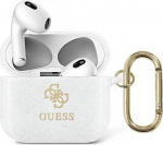 Guess Protective case GUA3UCG4GT Transparent Glitter Collection do AirPods 3 White