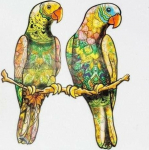 PuzzleOK Puzzle Wood eko 82 Budgerigars A4