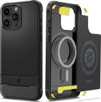 Kaitse&uuml;mbris Rugged Armor MagFit, Apple iPhone 15 Pro Max, must, MagSafe, Spigen
