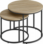 Leobert Round coffee table 2szt - sonoma oak / black legs
