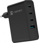 Natec Genesis Natec Ribera GaN 100W USB-A + 3x USB-C czarna - Natec Ribera mains charger GaN 100W USB-A + 3x USB-C czarna