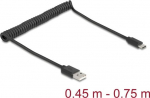 DELOCK USB 2.0 Spiralkabel USB Typ-A Stecker zu USB Type-C