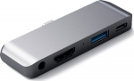 Satechi Aluminium Mobile Pro Hub USB-C (USB-C 60W, 4K HDMI, USB-A 3.0, jack port) (gwiezdna gray)