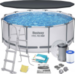 Bestway Rack pool, round, Steel Pro Max, 366x100cm, light gray + accessories (56420)