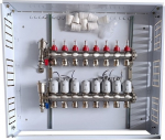 Hismart Heating Manifold 8 Loops with Thermal Actuators NC AC230V and Flow Meters
