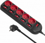 Power Strip Maclean Energy 5 sockets 1.5 m czerwona (MCE204)
