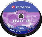 DVD+R Verbatim 10 szt - DVD+R, 4.7GB, 16x , package cake 10szt