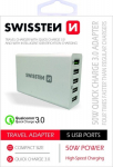 Swissten Qualcomm 3.0 QC Smart IC Premium Travel Charger USB 5x 2.1A 50W