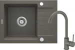 Deante Zorba granite sink with tap 1-chamber with a drainer
