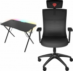 GNS Genesis Holm desk 200 RGB Czarne 113 cmx60 cm + ASTAT 200 G2 Czarny (NFG-1943)