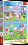 Trefl PUZZLE 2x24 Peppa on the playground 34435